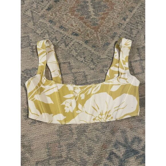 l*space Other - L Space Yellow White Odessa Unpadded Hawaiian Floral Bikini Top Size Large